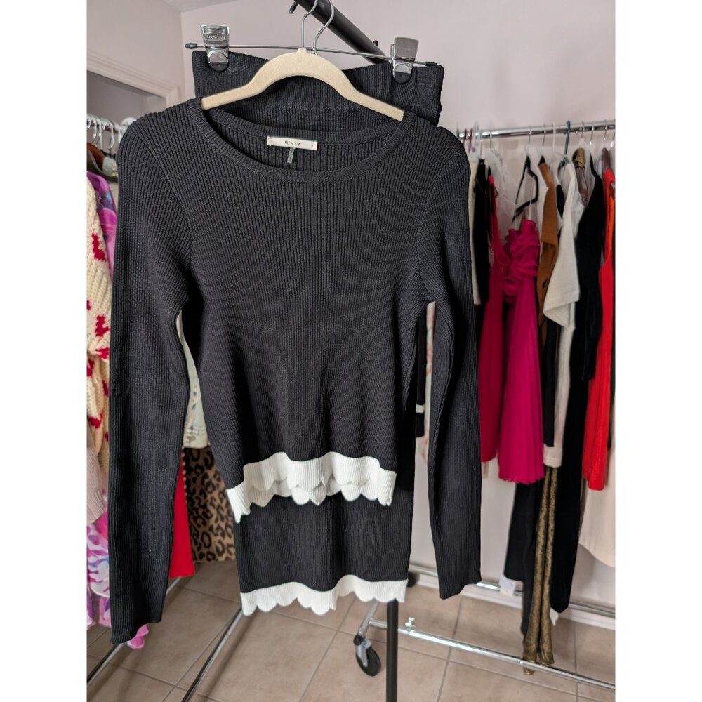 #12 Knit Colorblock Scallop Hem Long Sleeve Top & Midi Skirt Set -Mixed Size Set - Picture 4 of 5